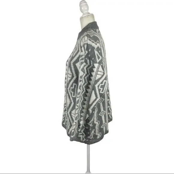 Kitty Hawk Retro Mix Print 80s Pullover Knit Sweater with Shoulder Pads Medium - Picture 7 of 13